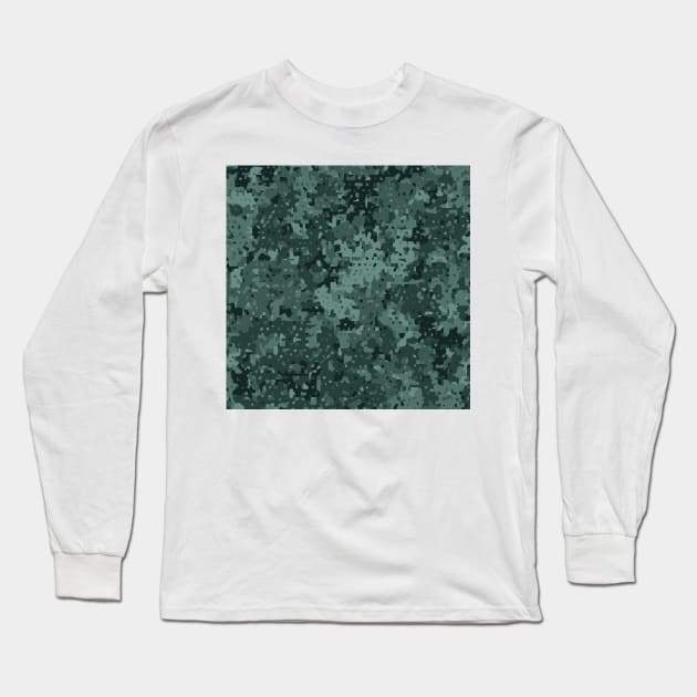 Green Micro Camo (Camouflage) Pattern Long Sleeve T-Shirt by John Uttley